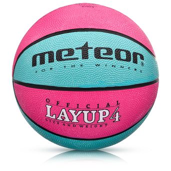 Piłka 4 koszykowa Meteor Layup róż-nieb 07078